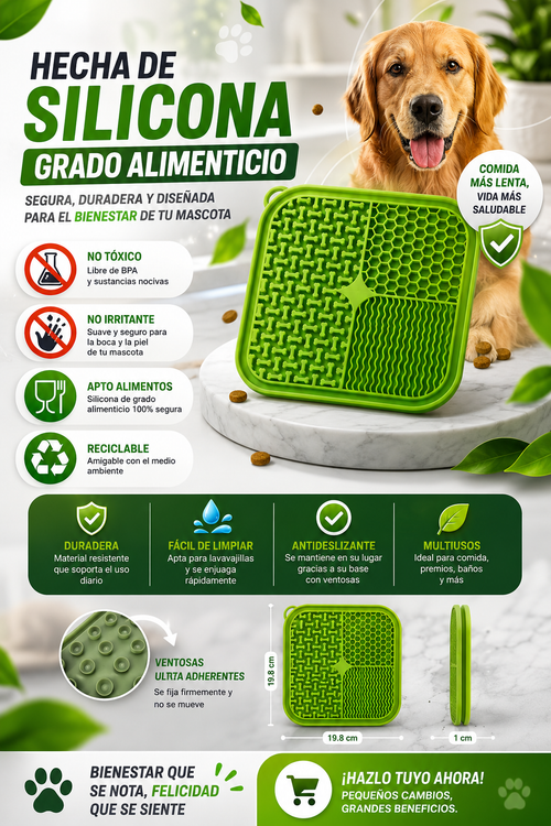 Alfombrilla de Lamer para Mascotas — Comedero Lento Antiestrés