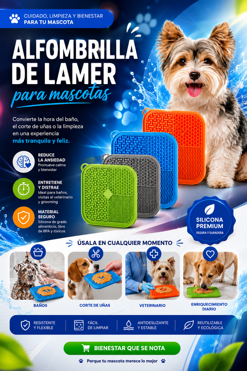 Alfombrilla de Lamer para Mascotas — Comedero Lento Antiestrés